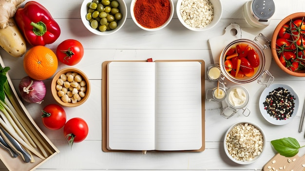 Stôl s ingredienciami a kuchárskou knihou